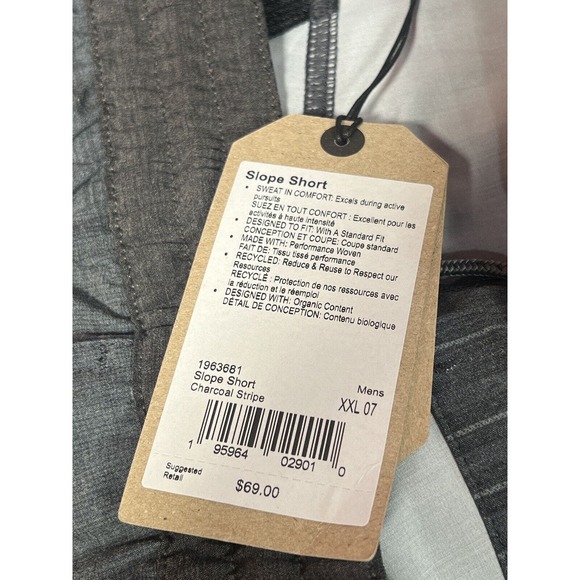 prAna Shorts Mens XXL Charcoal Gray Striped Slope Short Outdoors Hiking Stretch - Picture 4 of 11